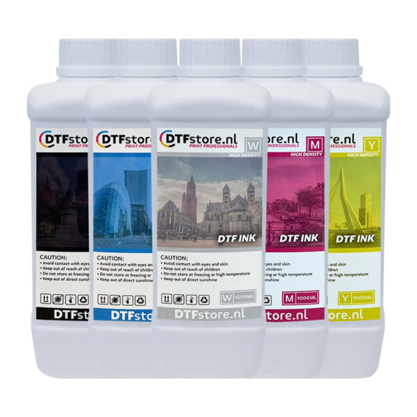 DTF Inkt set CMYK+Wit - 1liter
